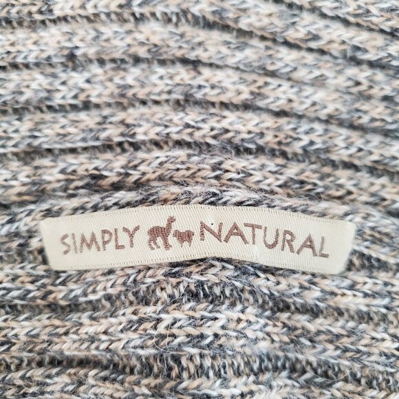 Simply Natural Womens Beige Alpaca Open Cacoon Cardigan Ribbed Long Sleeve Warm - Picture 4 of 9